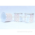 Red round dot printing metal porcelain enamel cups